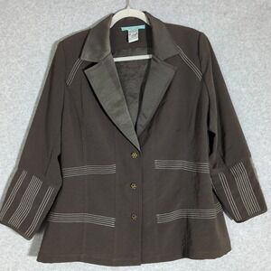Alain Weiz Arty Blazer Jacket Women 18 Embroider Embellish Taupe Career Church